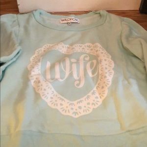 Wild fox sea green “Wife@ sweatshirt